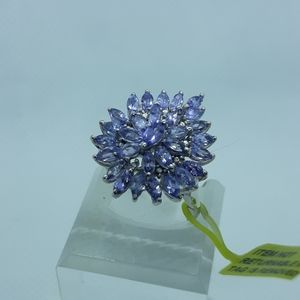 Genuine Tanzanite Sterling Silver Cocktail Ring